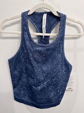 Lululemon NWT Ebb to Street RB Crop Tank - Navy Speckle size 14